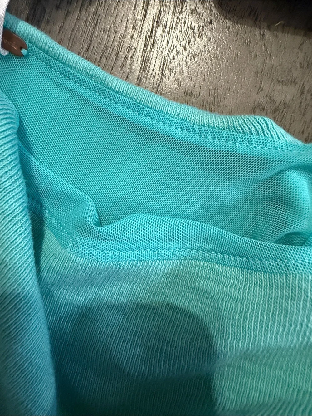 Free People Boulevard tank top,Tie-Shoulder, side scrunch, aqua fur, sz L, guc